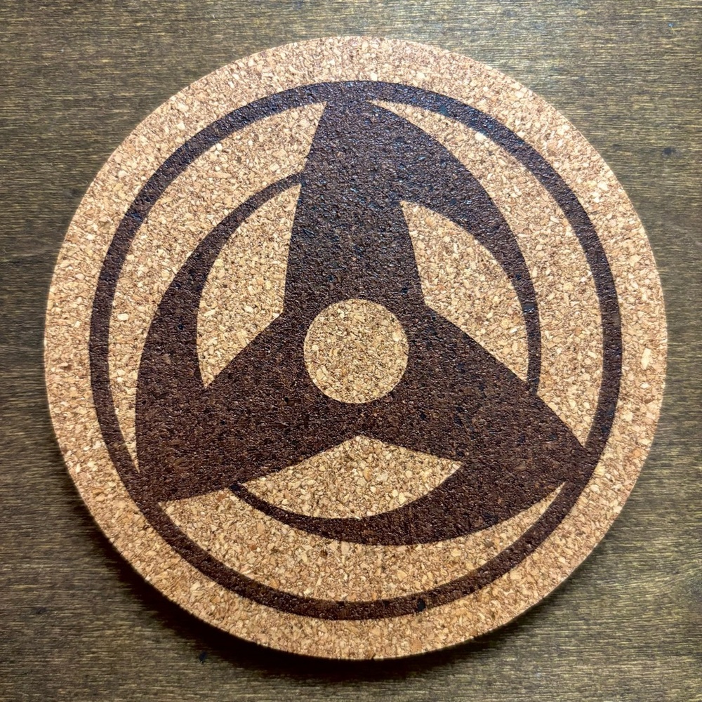 Naruto Kakashi Obito Mangekyou Sharingan Laser Engraved Cork Coaster - Picture 1 of 5